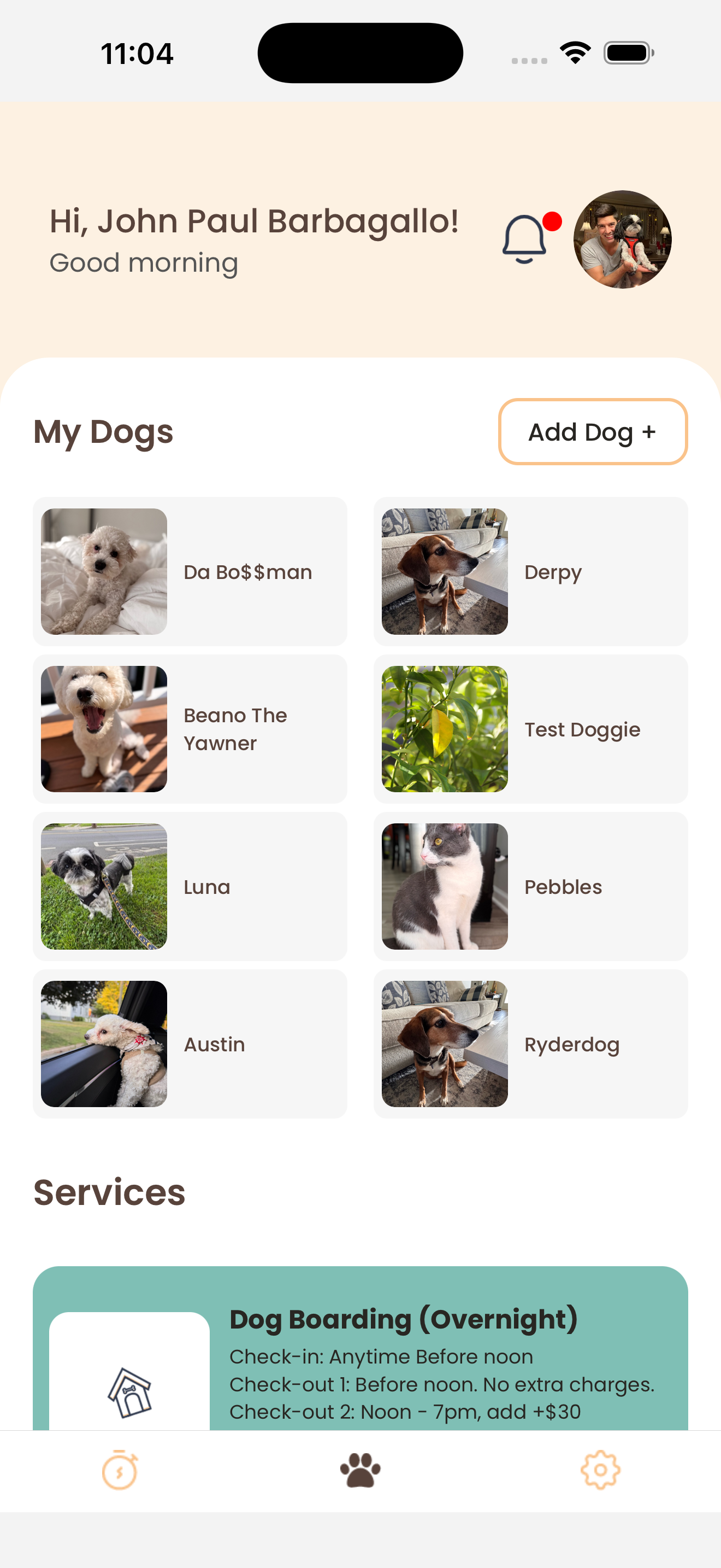 My Guilty Dogs - Home Screen